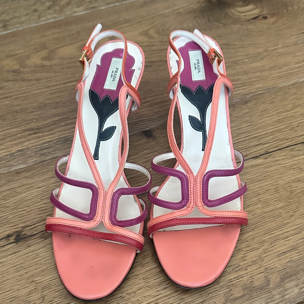 Prada Women's Pink and Purple Strappy Sandals